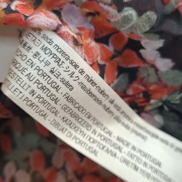 NEW SILK MASSIMO DUTTI ITALIAN MULBERRY BLACK RED LT ED Hong Kong BLOUSE 4 SMALL - Picture 11 of 12